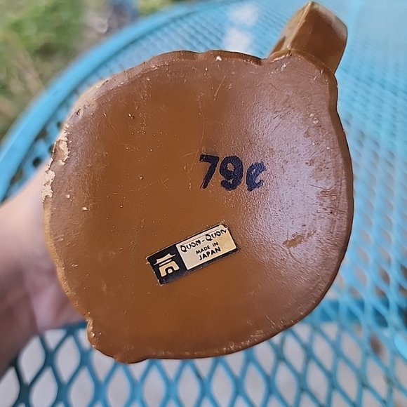 Vtg Hawaiian Tiki Mugs Set Of 5 Quon-Quon Japan Brown Ceramic Green Gem Eyes - Picture 2 of 12